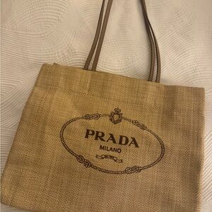 XL Prada Raffia Beach Tote Bag. Exclusive only to St Barths and Capri.